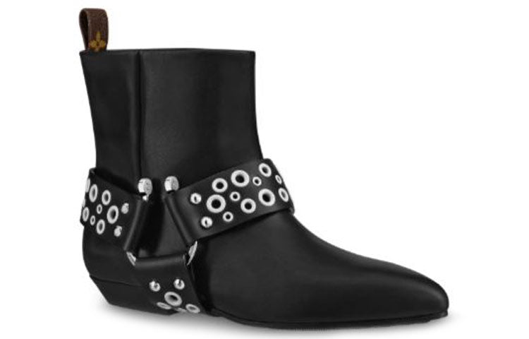 (WMNS) LOUIS VUITTON Rhapsody Ankle Boots 'Black with Silver Belt' 1A5SUO