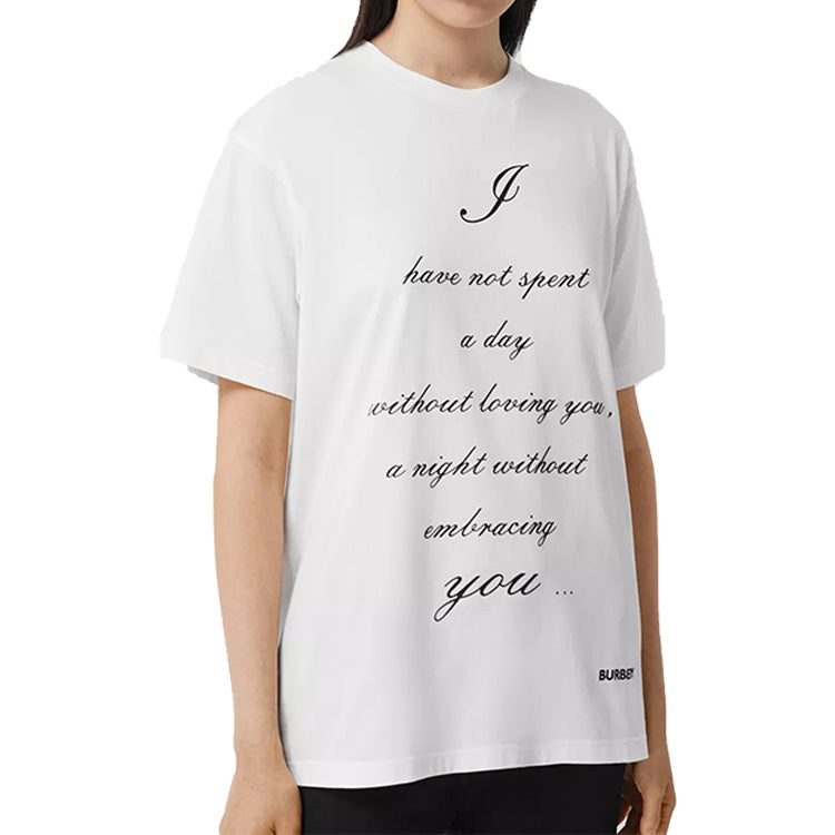 Burberry Love Slogan Short Sleeve Unisex White 80349161