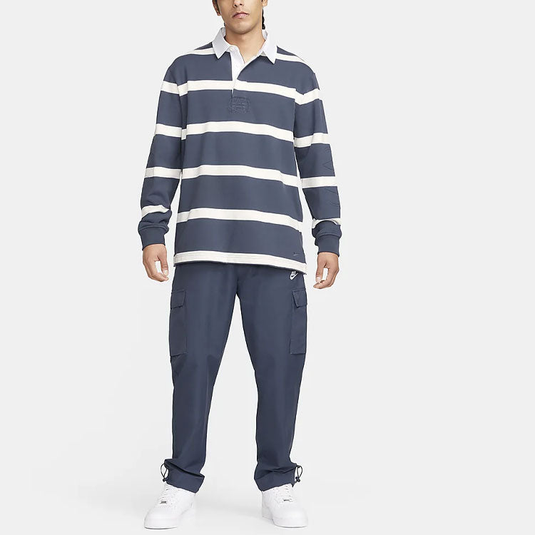 Nike Life Striped Heavyweight Rugby Shirt 'Thunder Blue' FN3123-437