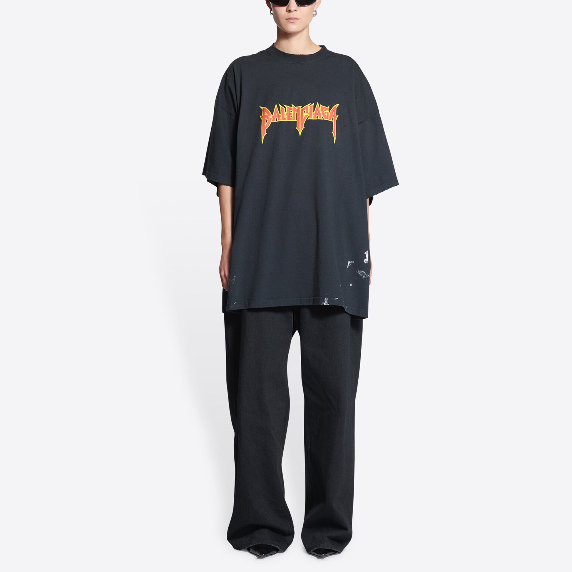 Balenciaga Metallica Short Sleeve T-Shirt Oversized Fit 'Black Orange' 694576TMV880105