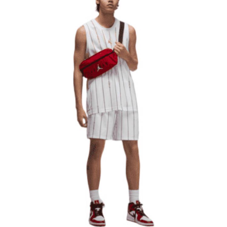 Air Jordan Stripe Logo Loose Breathable Mesh Sports Vest White DM1381-100