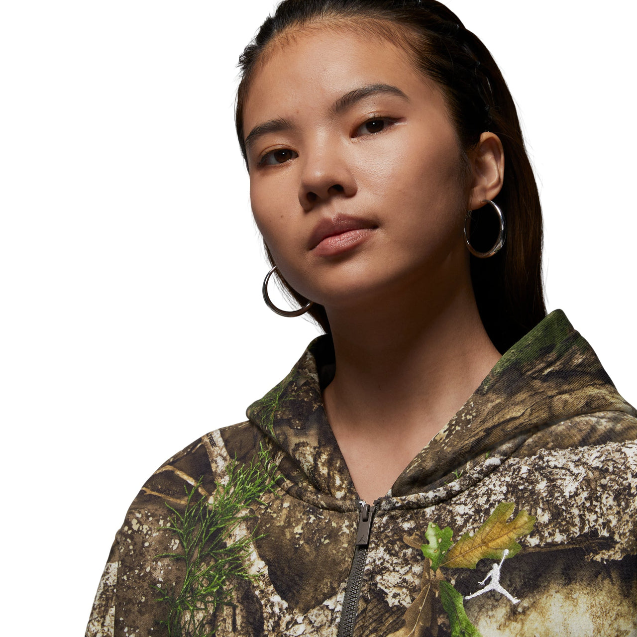 (WMNS) Air Jordan Brooklyn Fleece Mod Crop Full-Zip Hoodie 'Realtree' HV0470-133
