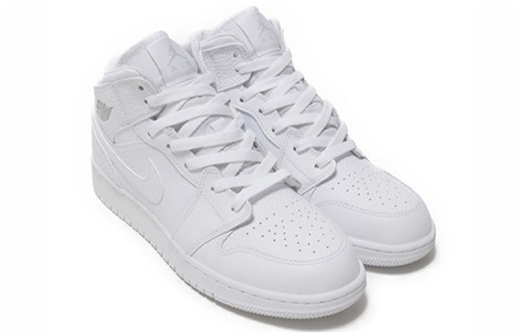 (GS) Air Jordan 1 Retro Mid 'White Pure Platinum' 554725-109