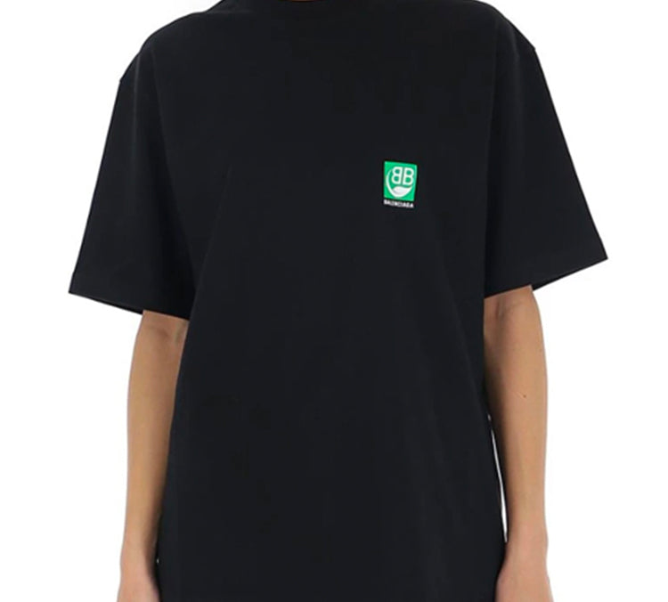 Balenciaga B Environmental Friendly Green Alphabet Logo Printing Short Sleeve Black 594599THV631000