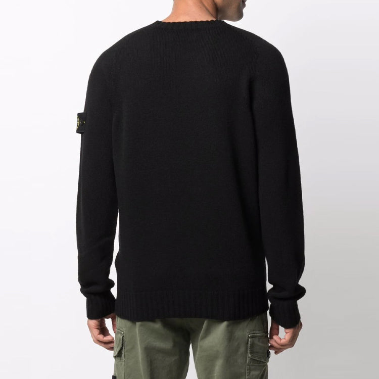 STONE ISLAND Lambswool Crew Knit 'Black' 7515505A3-V0029