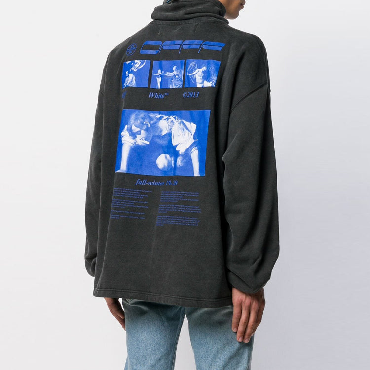 Men's Off-White FW21 Pattern High Collar Long Sleeves Loose Fit Black Gray OMBA039F19E300091030