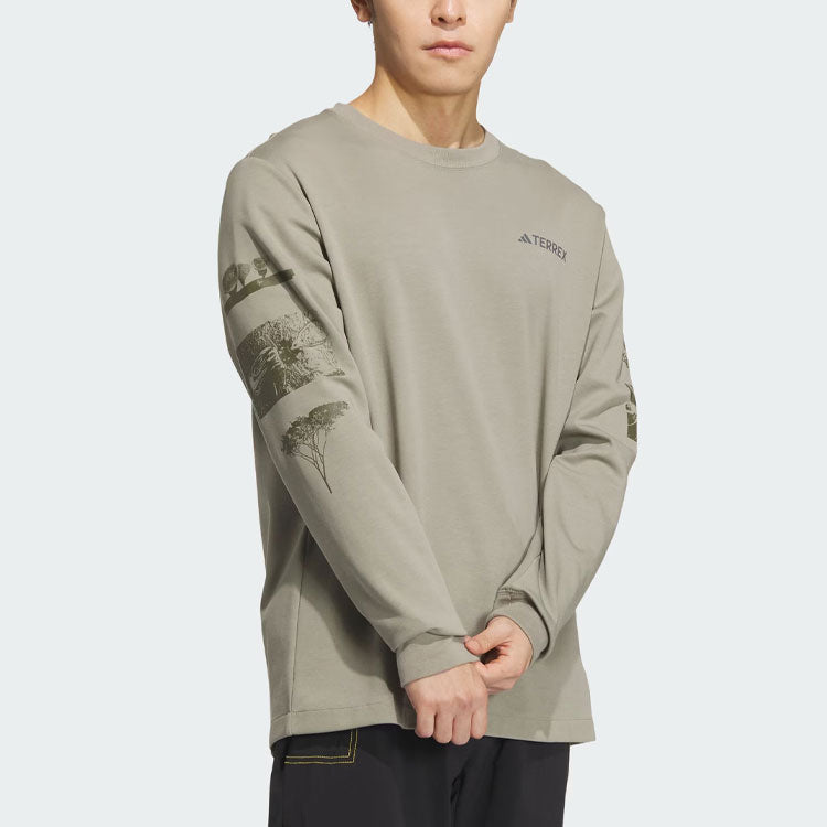 adidas x National Geographic Aeroready Graphic Long Sleeve Tee Asia Sizing 'Silver Pebble' IS9509