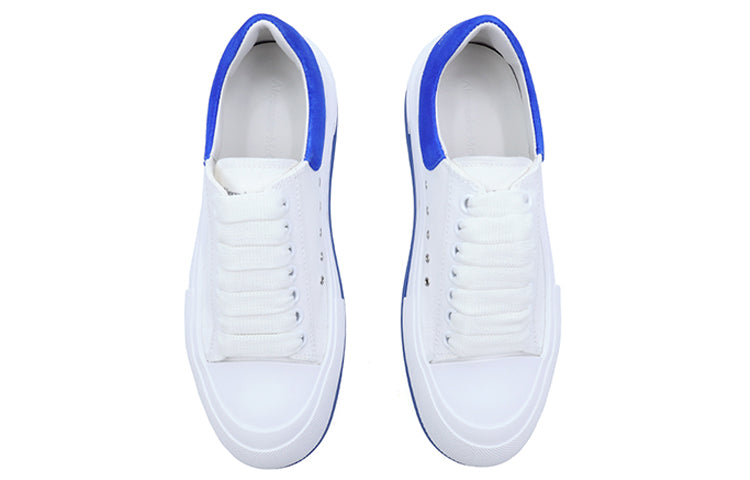 Alexander McQueen Deck Skate Plimsoll Lace Up 'White Blue Suede' 654594W4MV79255