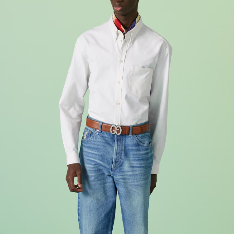 Gucci Oxford Cotton Shirt With Embroidery 'White' 742711-ZANVH-9002
