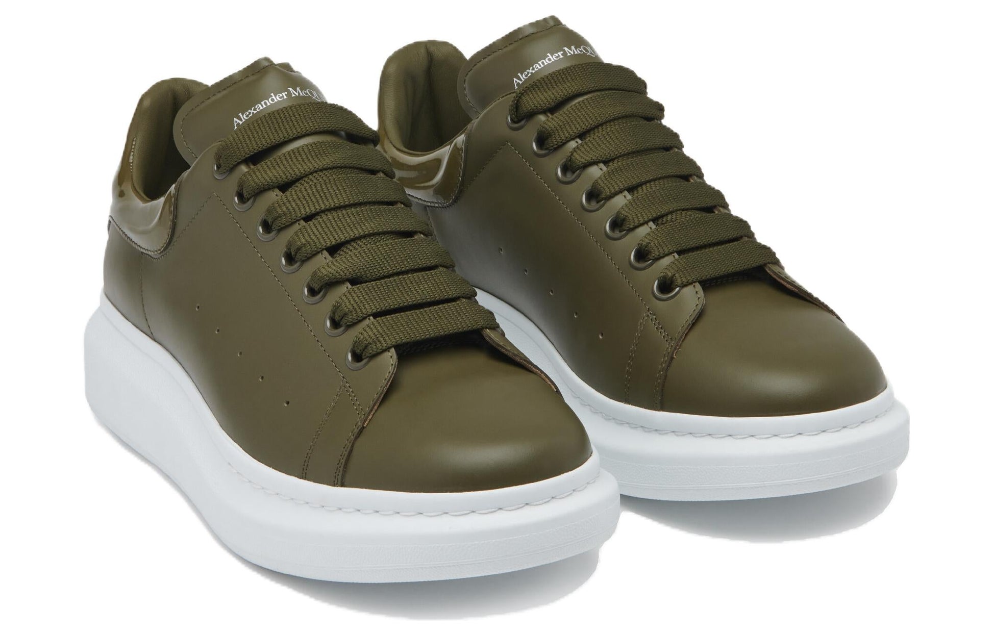 Alexander McQueen Oversized Leather Sneakers 'Olive Green' 777279WIE9C3211