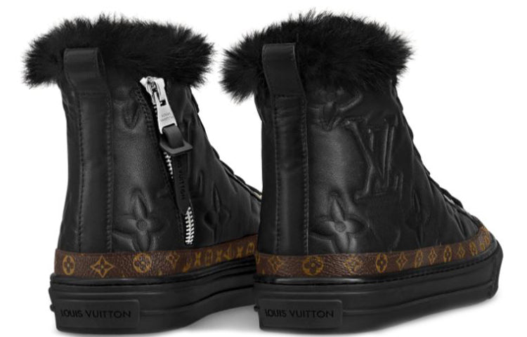 (WMNS) LOUIS VUITTON LV Stellar Fur High-Top Sports Shoes 'Black Monogram' 1A5N08