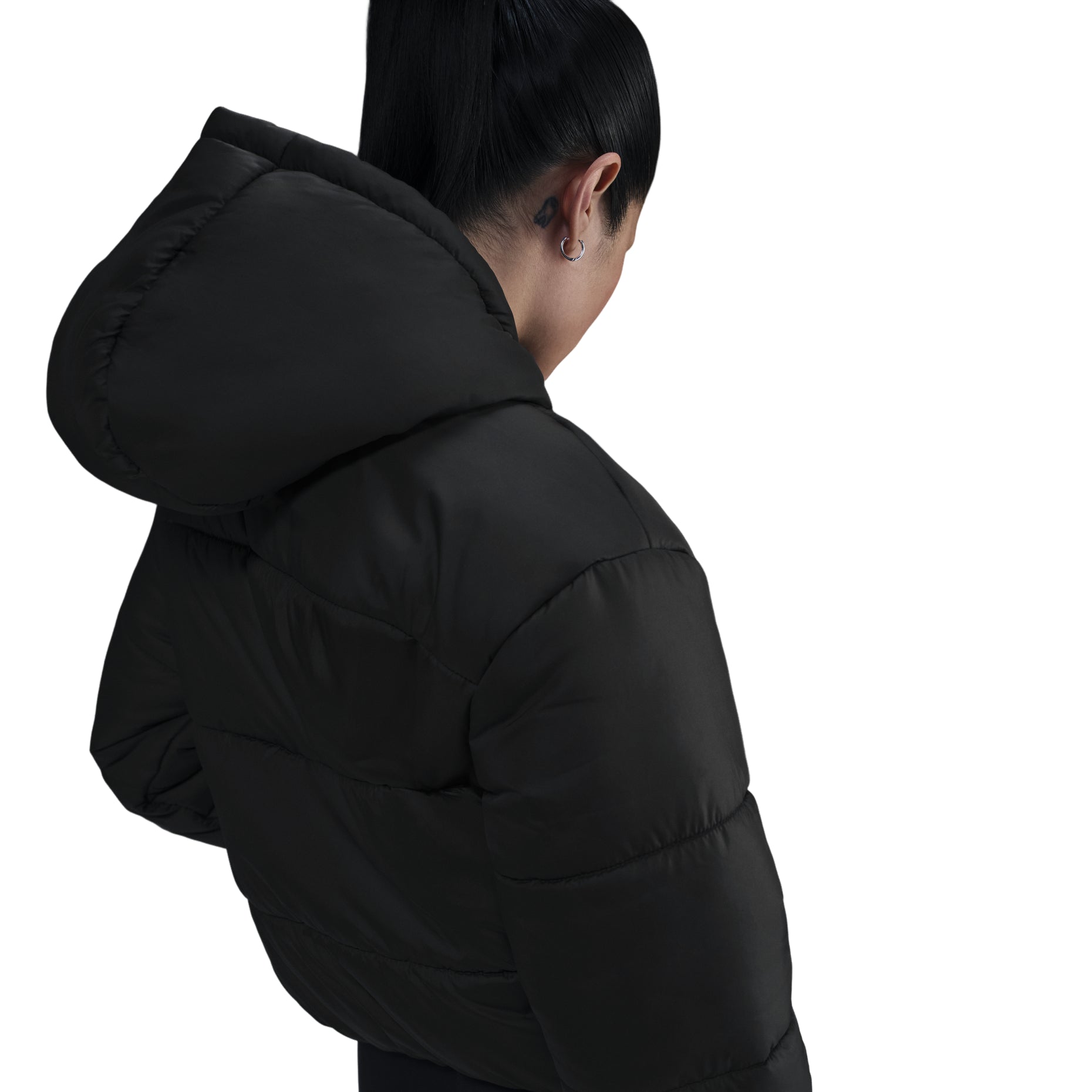 (WMNS) Nike Sportswear Classic Puffer Therma-Fit Loose Hooded Jacket Asia Sizing 'Black White' FZ5900-010