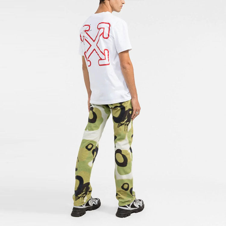 Off-White FW21 Logo Alphabet Short Sleeve Ordinary Version White OMAA027F21JER0080125