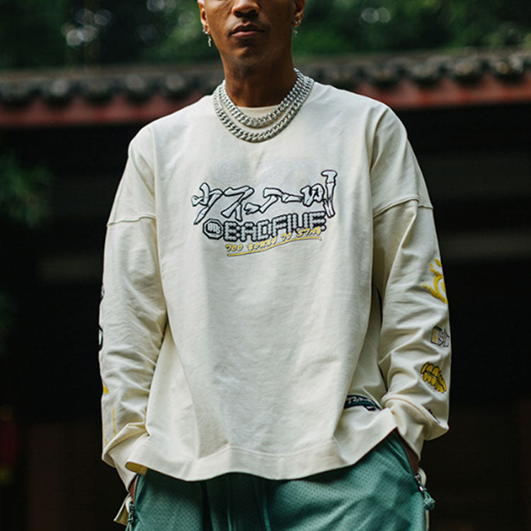 Li-Ning BadFive Graphic Long Sleeve T-shirt 'Beige' AHSR483-1