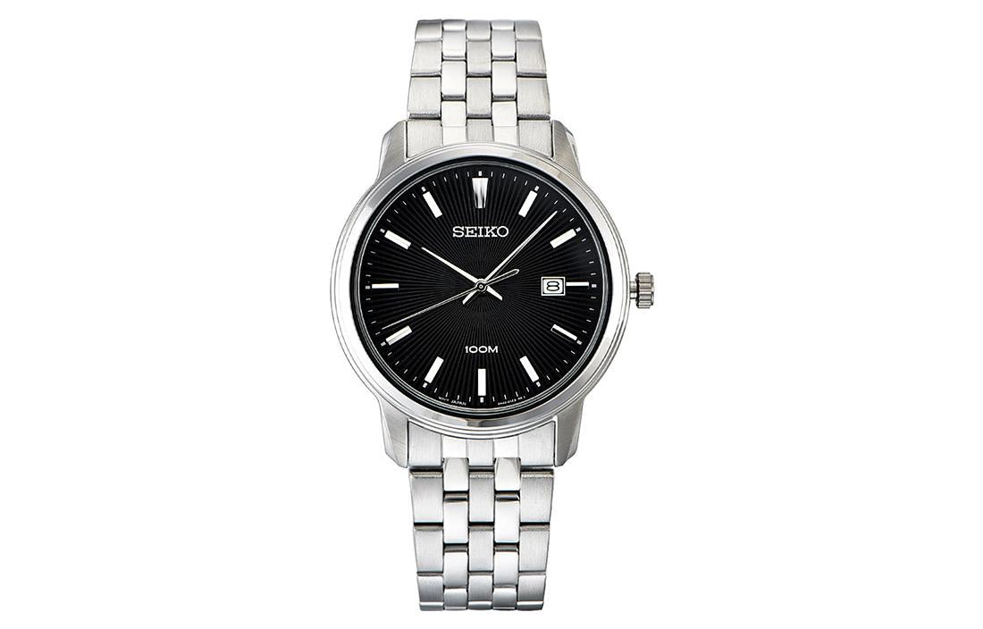 SEIKO Classic Retro Steel strip quartz Black SUR261P1+SUR663P1