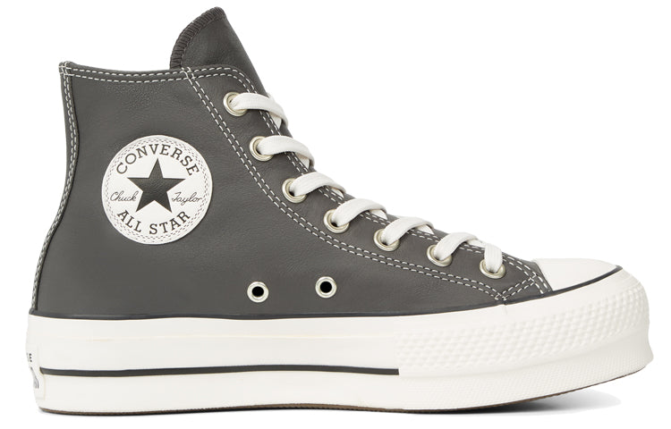 (WMNS) Converse Chuck Taylor All Star Platform Leather High Top Thick Sole Grey 'Gray White' 565867C