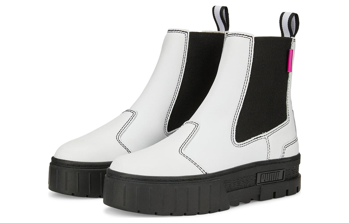 (WMNS) PUMA Mayze Pop Chelsea Boots 'White Black' 384549-01