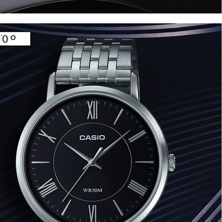 Men's CASIO Watch Series Classic Minimalistic waterproof Watch Stainless Steel Strap Mens Black Analog MTP-B110D-1AV