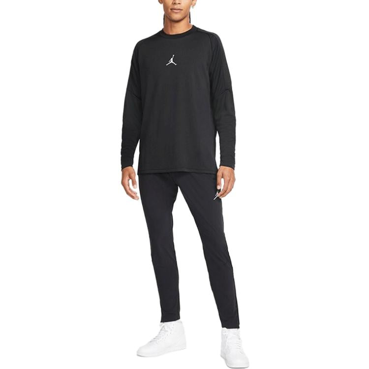 Air Jordan DRI-FIT Logo Printing Round Neck Sports Pullover Long Sleeves Black DC9740-010