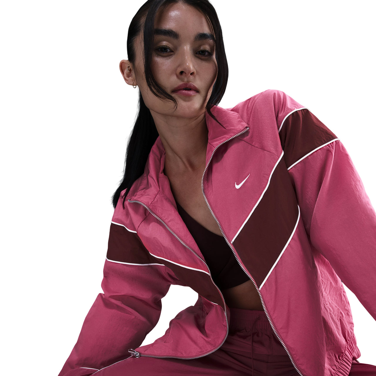(WMNS) Nike Windrunner Loose UV Woven Full-Zip Jacket 'Sweet Beat Sail Burgundy Crush' FV6305-634