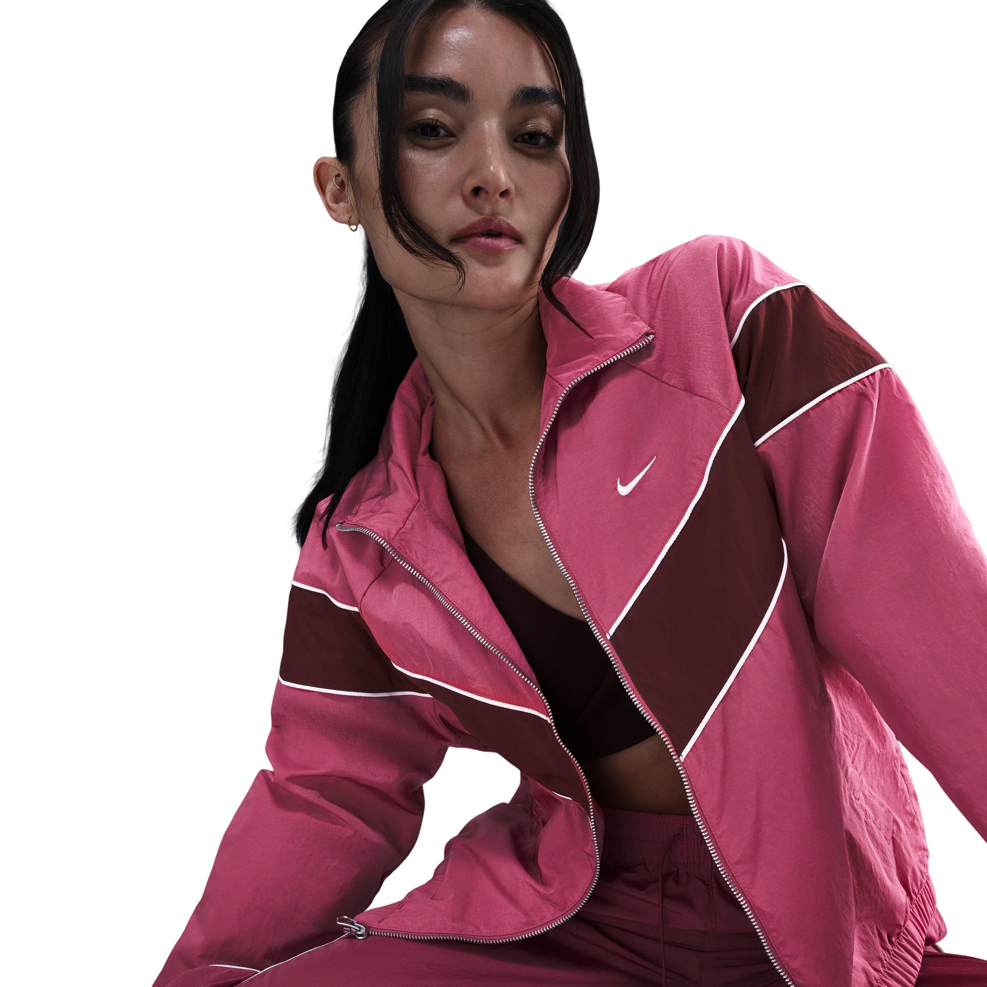 (WMNS) Nike Windrunner Loose UV Woven Full-Zip Jacket 'Sweet Beat Sail Burgundy Crush' FV6305-634