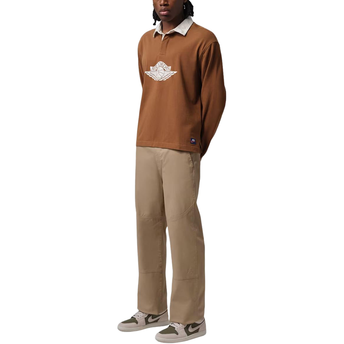 Jordan Flight Essentials Rugby T-Shirt 'Light British Tan Sail Shadow Brown' IM9148-281