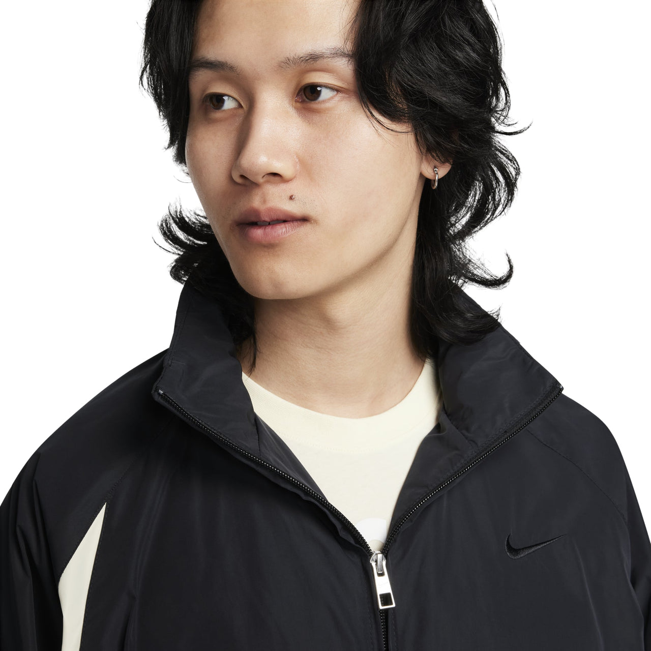 Nike Swoosh Woven Jacket Asia Sizing 'Black White' FB7878-010