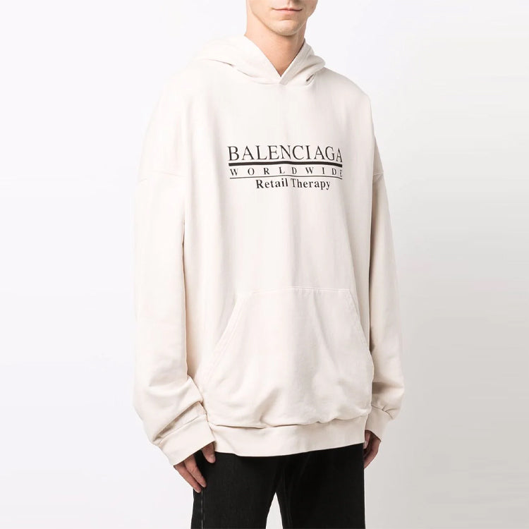 Balenciaga Worldwide Logo Popover Hoodie 'Chalky White Black' 674986TLVA99054