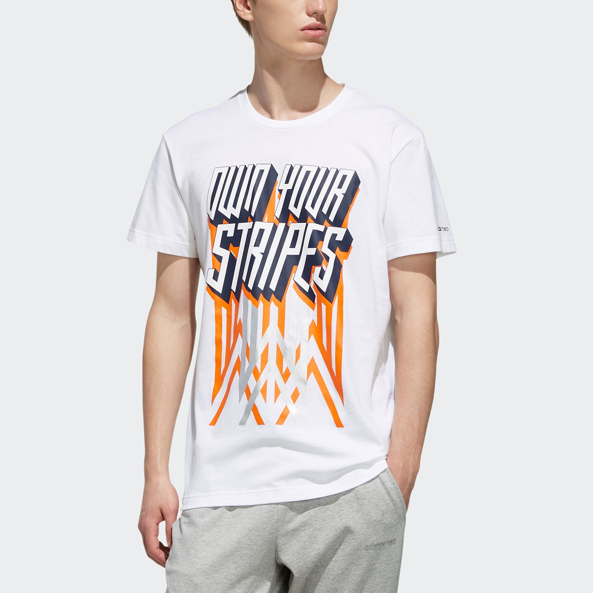 adidas neo M Fav Vrbg Tee Alphabet Printing Casual Sports Breathable Short Sleeve White EI4526