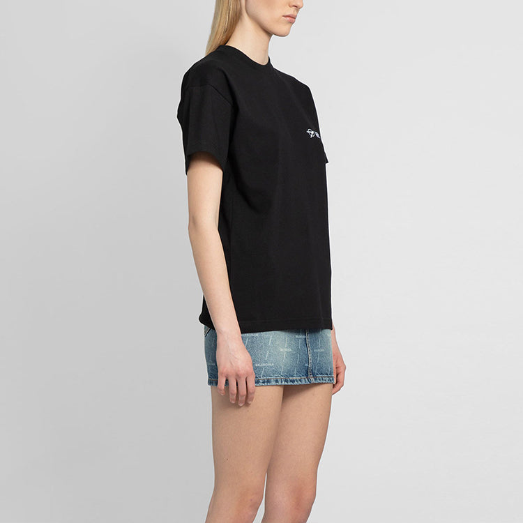 Balenciaga Printing Round-neck Short Sleeve Black 612965TKV861070