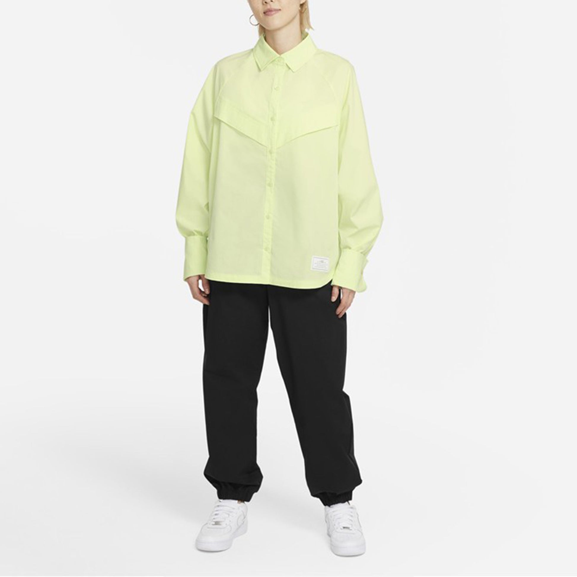 (WMNS) Nike Sportswear Icn Clsh Wvn Ls Top Causual Sports Ventilate Long Sleeve Shirt Green Yellow DD5051-303