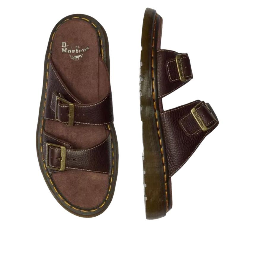 Dr. Martens Josef Slide Grizzly Leather Sandals 'Dark Brown' 43410200