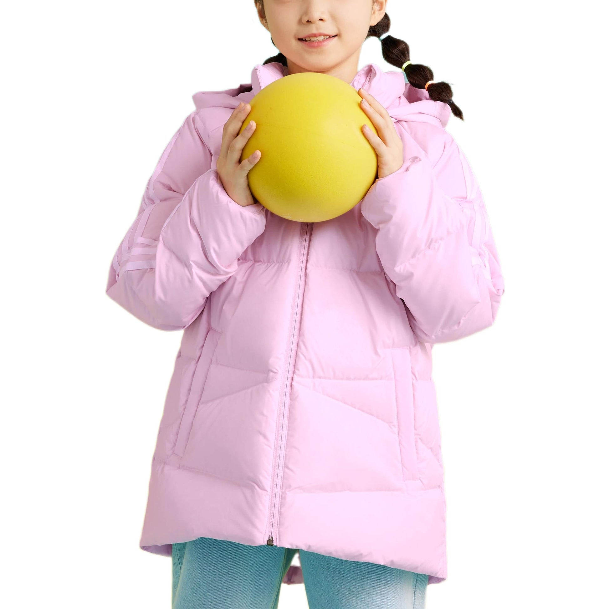 (GS) adidas 3-Stripes Hooded Down Jacket Asia Sizing 'Pink' HM7164
