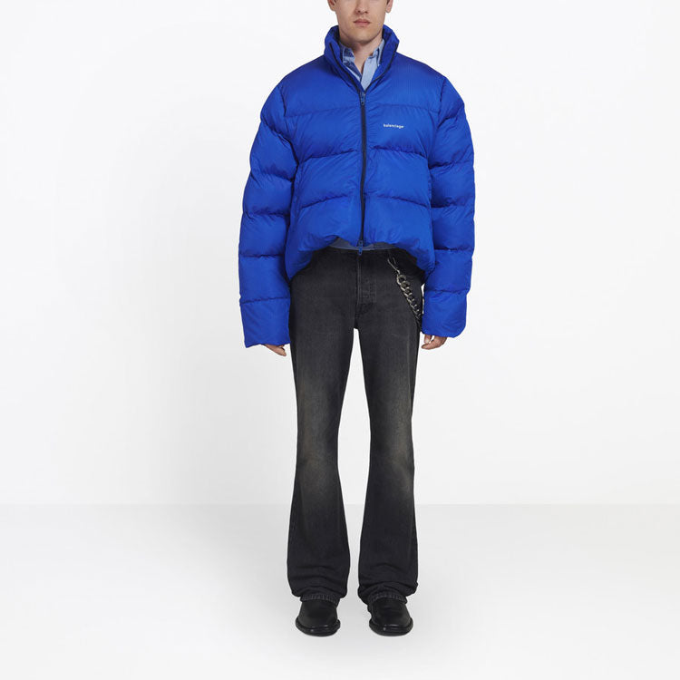 Balenciaga Small Logo Print Down Jacket 'Blue' 556231TYD334210