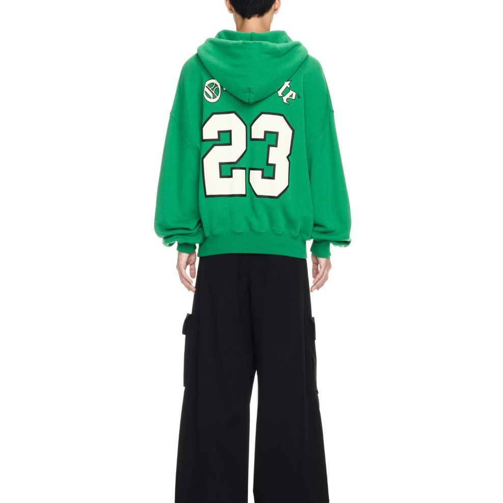 Off-White Varsity-Print Cotton Hoodie 'College Green' OMBB118S24FLE0055561