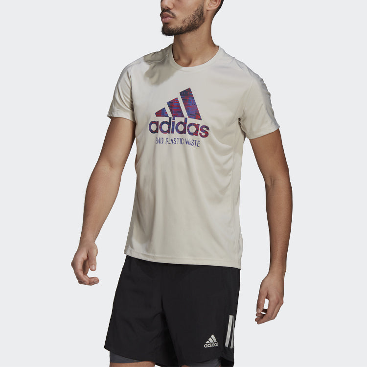 adidas Rfo Gpx Tee M Logo Printing Running Sports Short Sleeve Bauxite Brown GJ6456