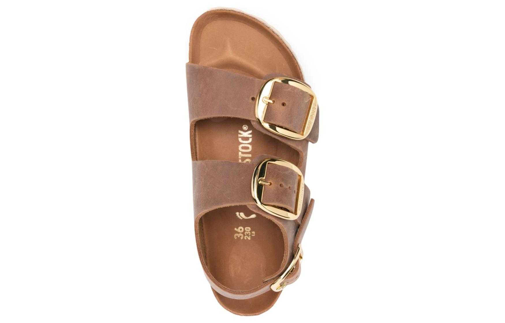 (WMNS) Birkenstock Milano Big Buckle Natural Leather Oiled Narrow Fit Sandals 'Cognac' 1024067
