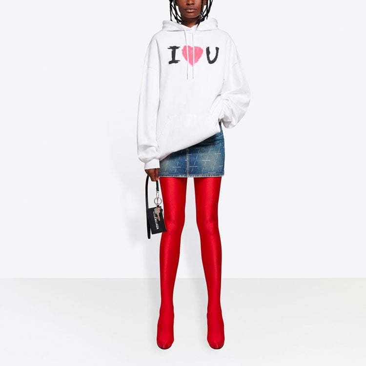 (WMNS) Balenciaga SS21 Printing Hoodie White 578135TJVL69040