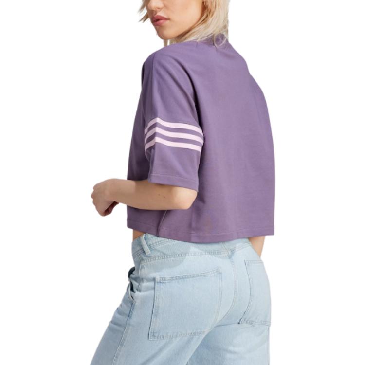 (WMNS) adidas Neuclassics 3 stripe T-shirt Asia Sizing 'Shadow Violet' IP8973