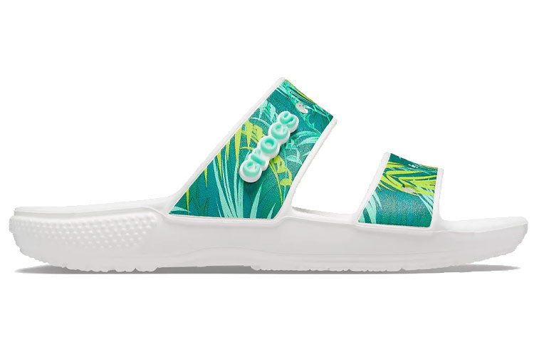 (WMNS) Crocs Classic Tropical Outdoor Flat Heel Sports Slippers White Green 207183-94S