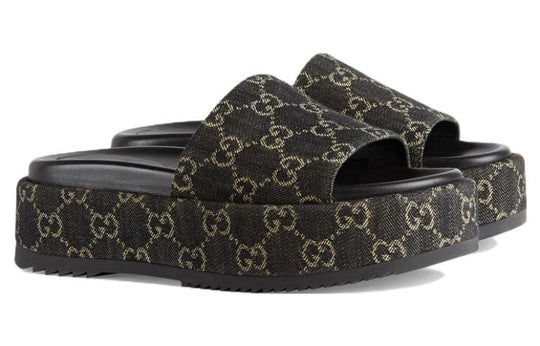 (WMNS) Gucci GG Lame Platform Slide Sandal 'Black' 623212-UN300-1289