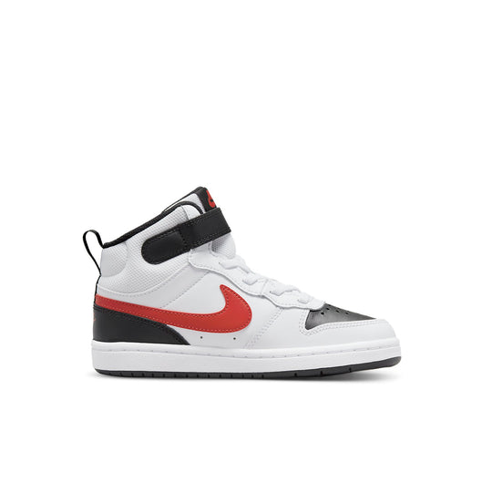 (PS) Nike Court Borough Mid 2Velcro 'White Black University Red' CD7783-110