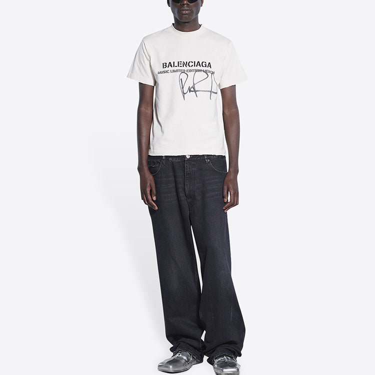 Balenciaga x RuPaul Jointly Signed FW21 Letter Printing Round Collar Male White 670943TLV579057