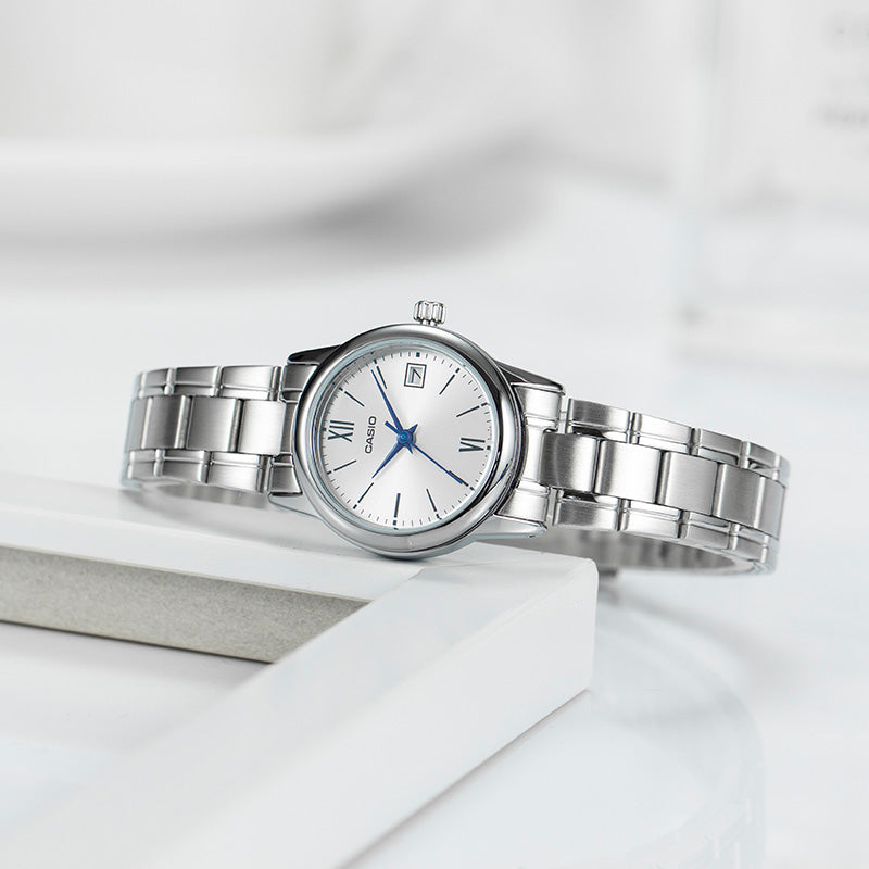 CASIO Waterproof Stainless Steel Strap Silver Analog LTP-V002D-7B3