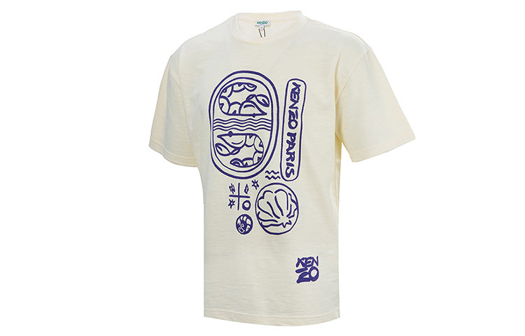 Men's KENZO Casual Round Neck Short Sleeve Creamy White FA55TS0434SB-03