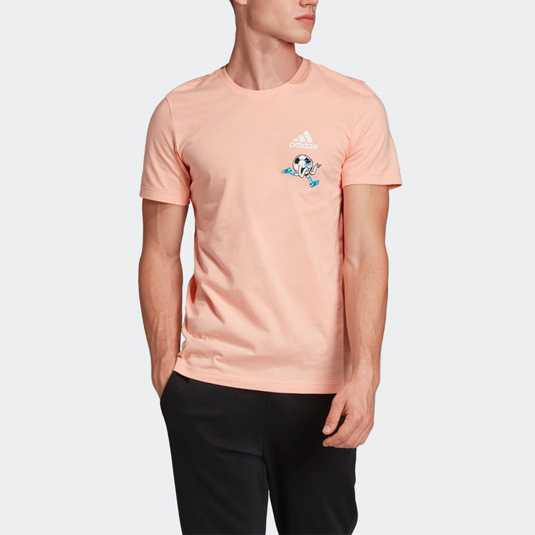 adidas Embroidery GFX3 Printing Round Neck Short Sleeve Pink FP8458