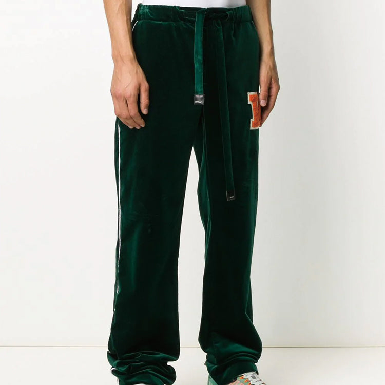 Off-White FW20 Logo-Patch Velvet-Effect Trousers OMCA129E20FAB0015720