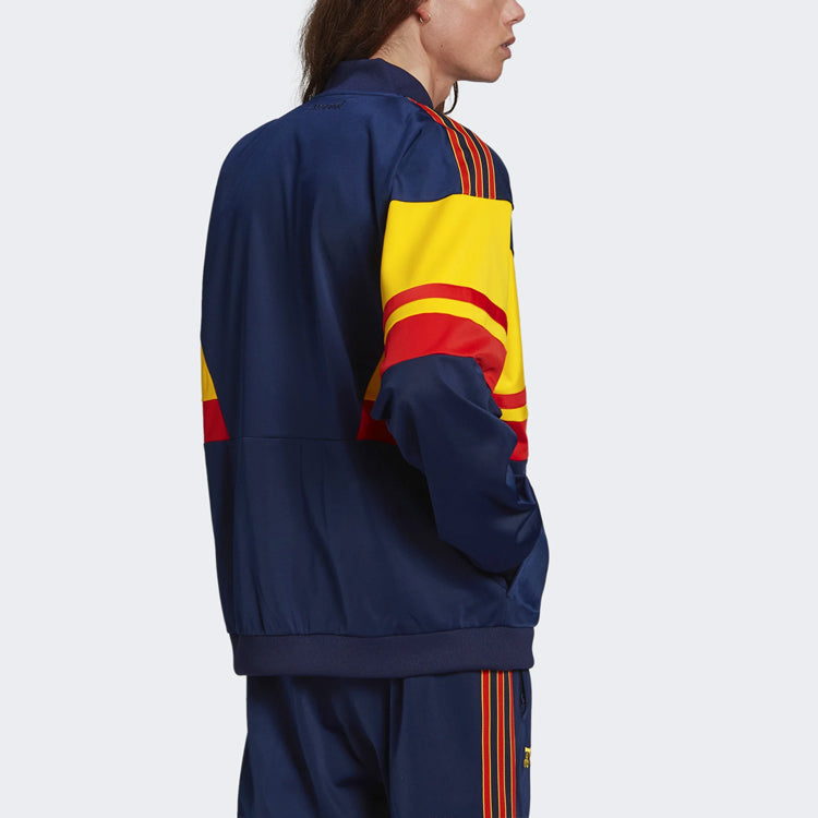 adidas originals Colorblock Stripe Logo Embroidered Soccer/Football Sports Jacket Arsenal Navy Blue HM4832