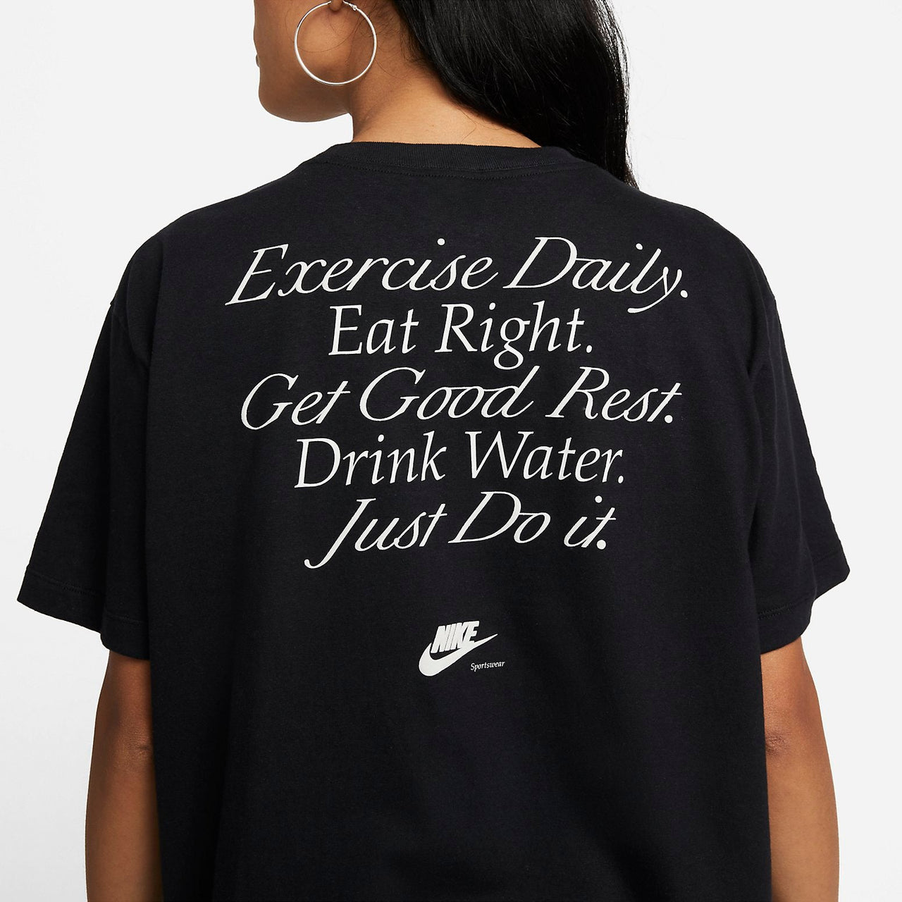 (WMNS) Nike Sportswear Boyfriend T-shirt 'Black White' DR9025-010