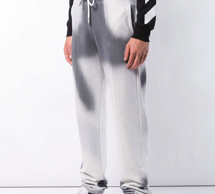 Off-White Mens Tie Dye Cotton Sweatpants Grey White OMCH008F181920410610
